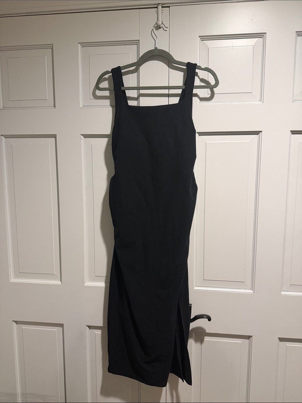 Classic Black Square-Neck Midi Dress - Women